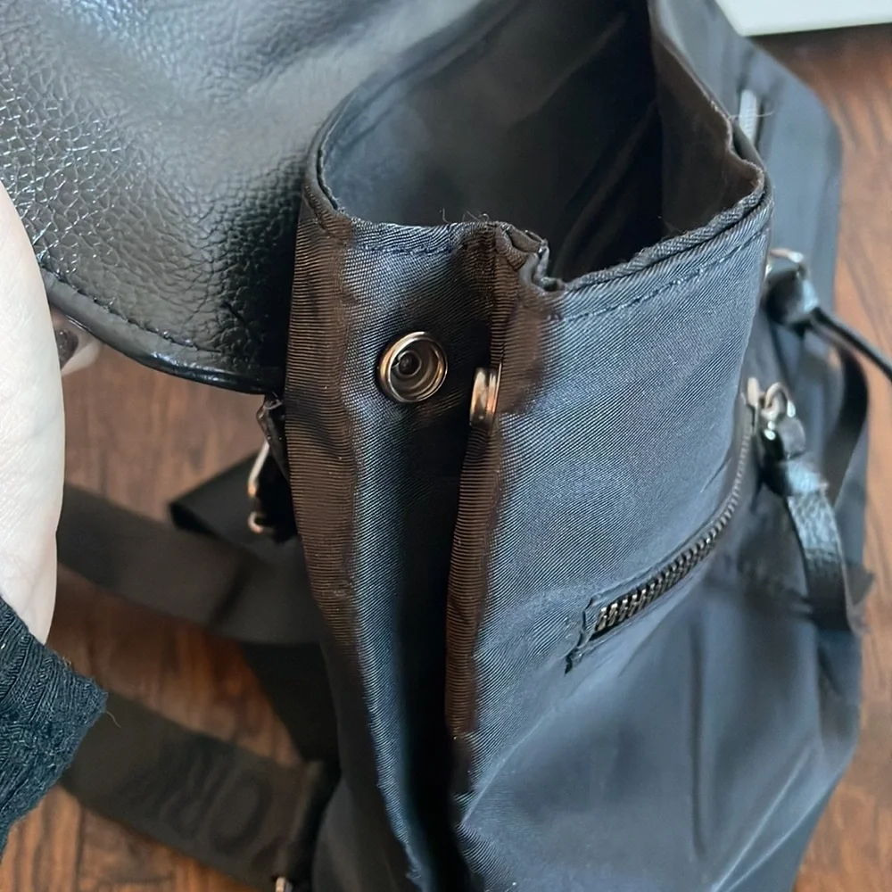 Botkier New York Mini Trigger Black Backpack with silver zipper detailing, vegan - Picture 8 of 16